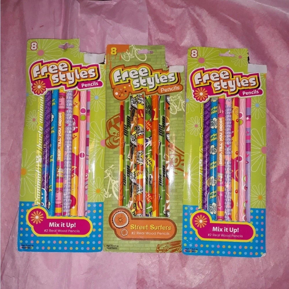 3pks =24 pc Freestyle Vibrant Party Pencil Collection new 2006 collection